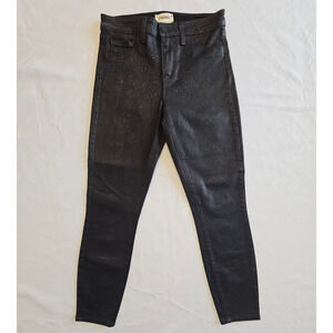 MINT L'AGENCE Margot High Rise Noir Silver Glitter Covered Skinny Jeans 25